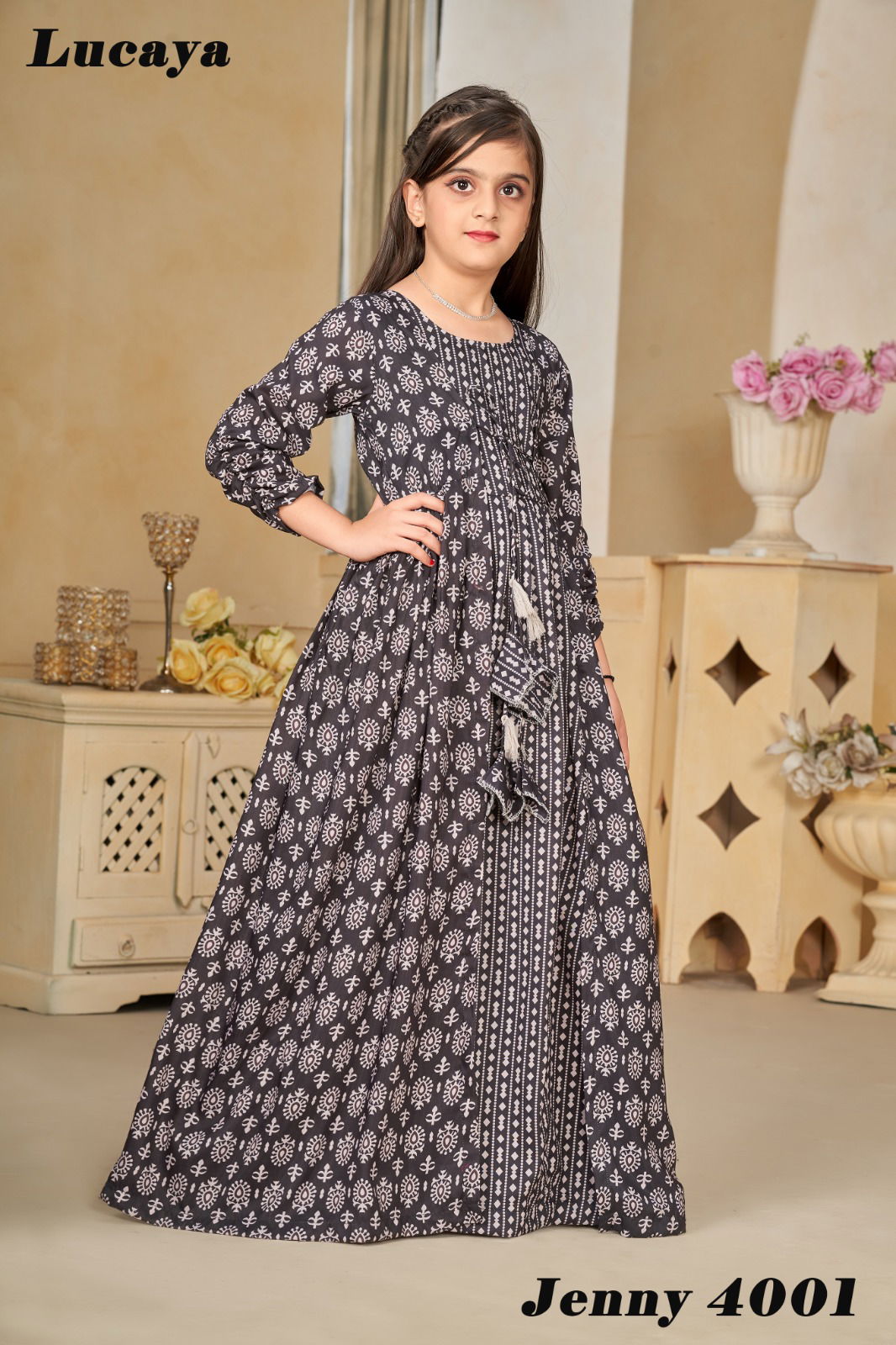 Jenny Vol 4 By Lucaya 4001 To 4003 Kids Wear Muslin Digital Printed Girls Gown Wholesale Shop In Surat
